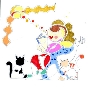 LESERIN MIT IHREN KATZEN