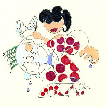 FRAU MIT DICKEM FISCH